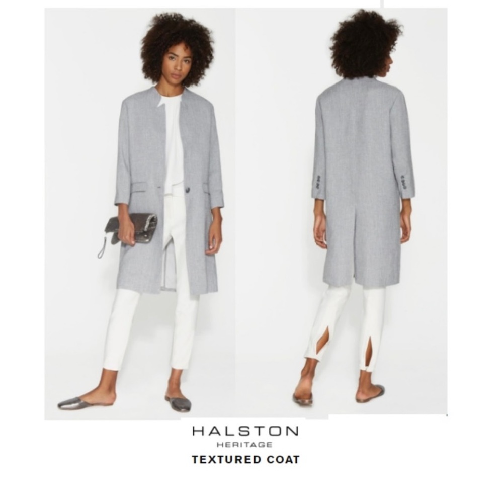 HALSTON HERITAGE Gray Textured light coat Size XL BRAND NEW